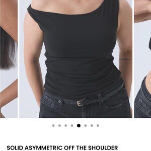 Black Asymmetric Off-Shoulder Top